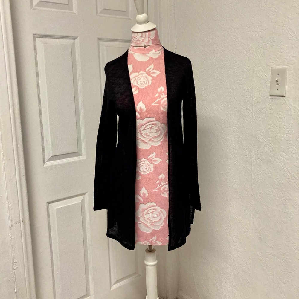 Divided black mesh cardigan